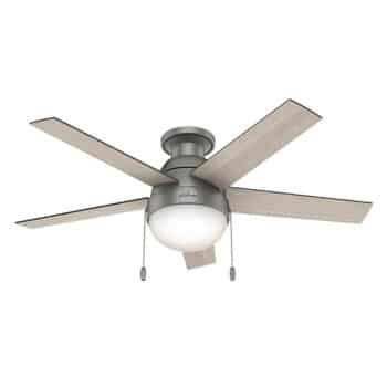 Hunter 59270 Anslee Matte Silver 46-inches Low-Profile Ceiling Fan
