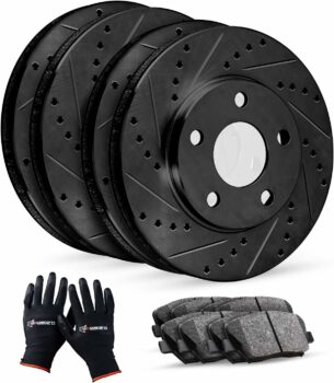 Complete Kit Black Drill/Slot Brake Rotors & Ceramic Pads