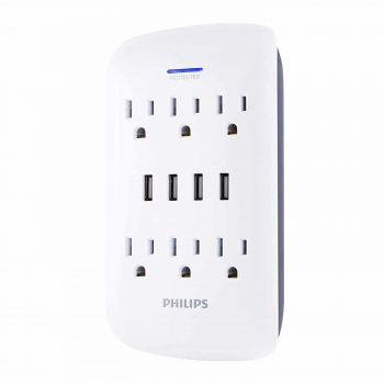 Philips 6-Outlet Surge Protector Wall Tap