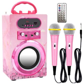 Kidsonor Kids Karaoke Machine with Two Microphones (Pink)