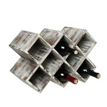 MyGift Countertop Rustic Torched Wood Wine Rack
