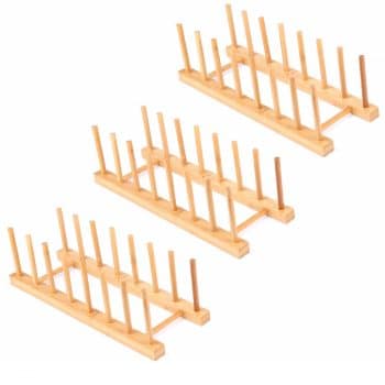 Lawei 3 Pack Bamboo Wooden Dish Rack