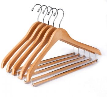 Quality Wooden Suit Coat Hangers Glossy Natural Wood