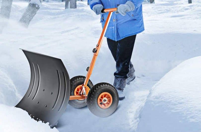 Snow Pusher with Wheels
