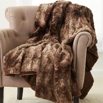 Pinzon Alpine Brown Faux Fur Cozy Throw Blanket