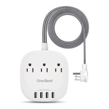 One Beat Desktop Power Strip with 3 Outlet 4 USB Ports